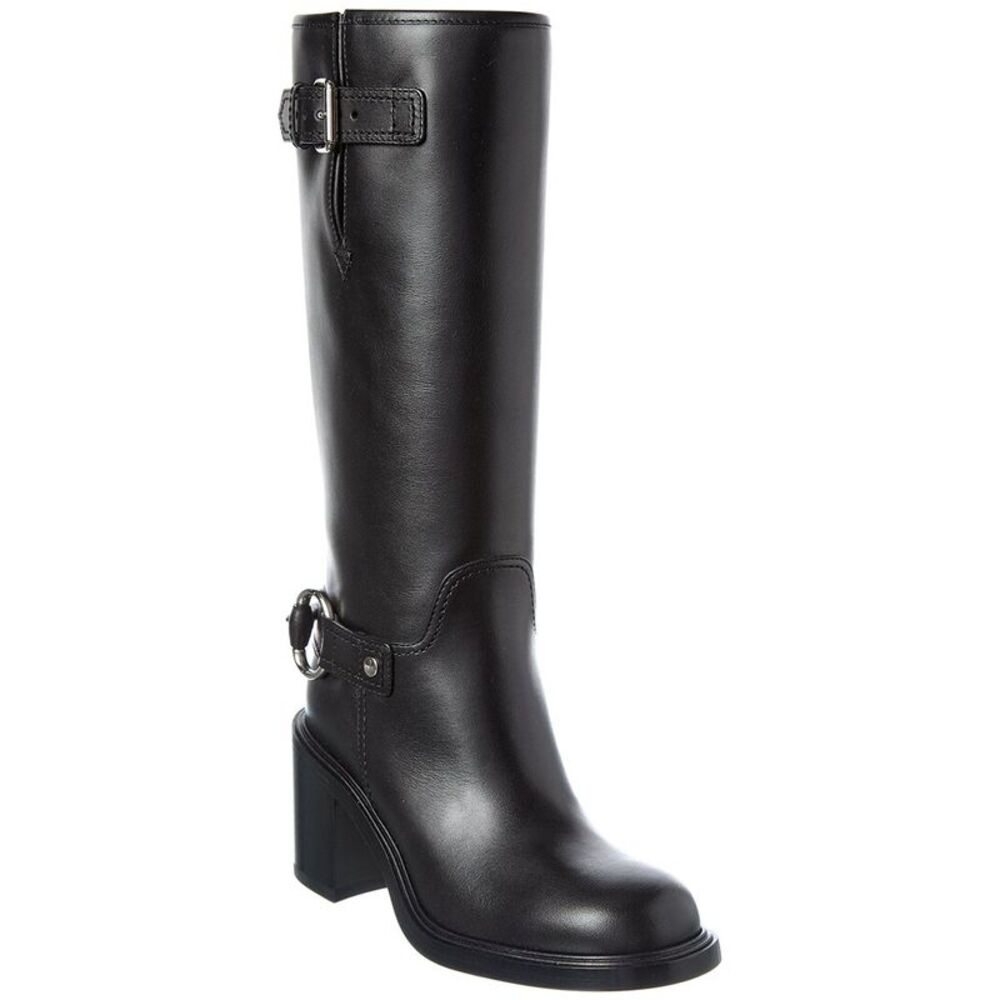Gucci Mid-Heel Leather Boot, Black